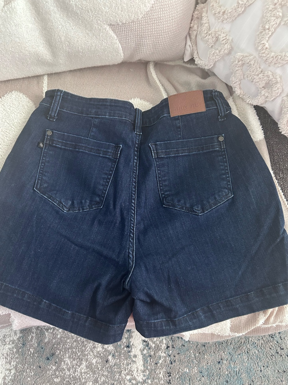Judy Blue Women's Dark Blue Denim Trouser Hem Shorts - Picture 3 of 6
